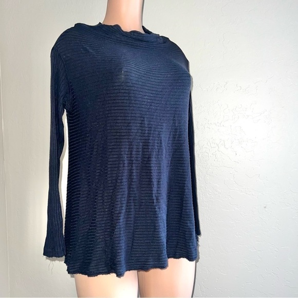 We The Free People Women’s XS Black Robbed Soft Rayon Long Sleeve Knit Top Mock - Picture 1 of 7